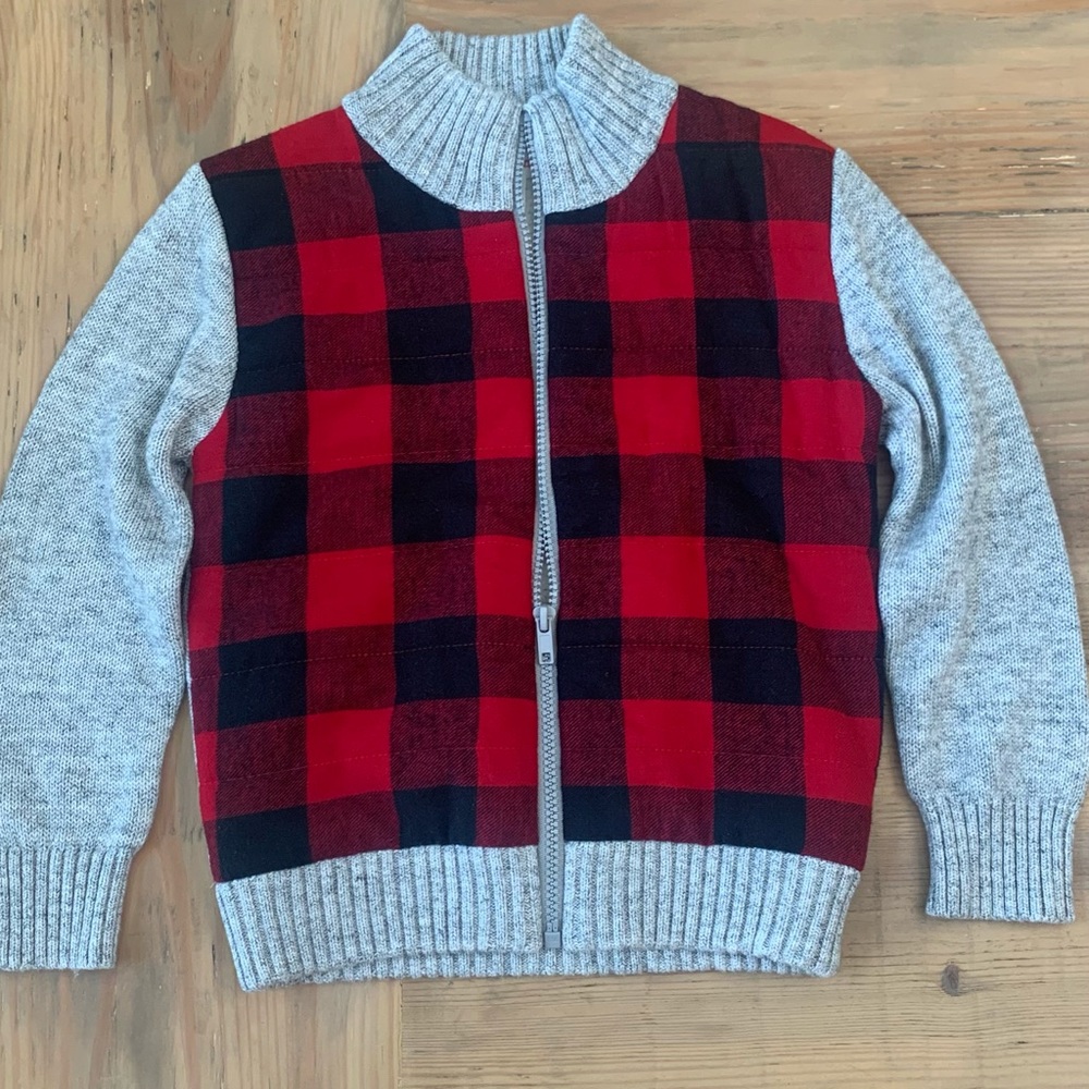 Cat & Jack Buffalo Plaid Quilted Sweater (lined with fleece)